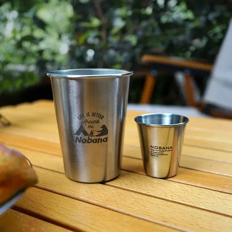 4/6/8PCS Outdoor 304 Stainless Steel Cup Set Camping Camping Portable Water Cup for Travel Coffee Picnic Barbecue Beer