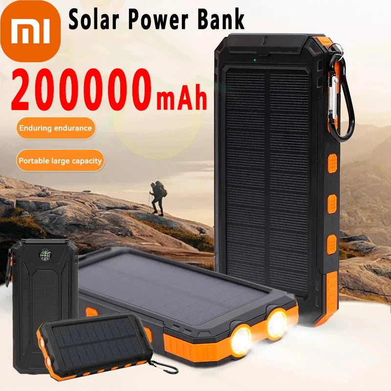 Xiaomi 200000mAh Solar Power Bank Large Capacity Outdoor Fishing Camping Portable Charger Waterproof Compass External Battery