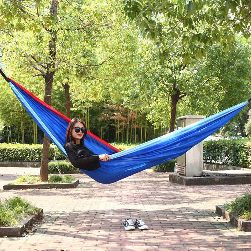 Anti-tip-over Color Matching Hammocks for Two People Outdoor Recreation Swing Camping Equipment Portable Travel Hiking Supplies